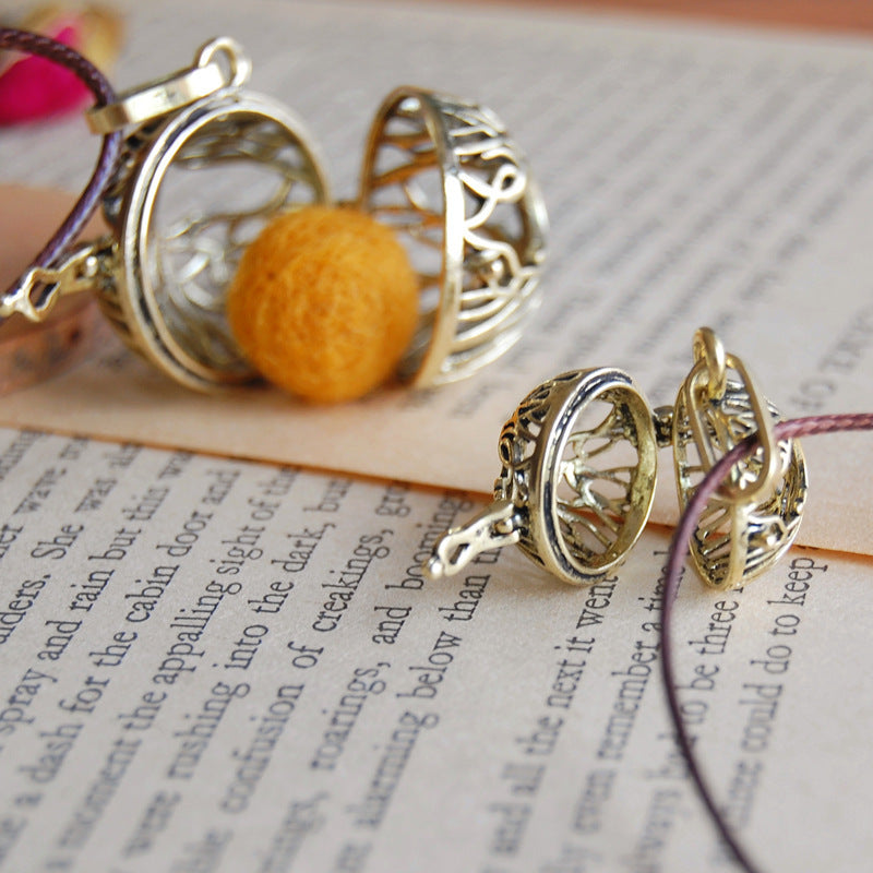 Vintage Tree Of Life Aromatherapy Essential Oil Sachet Ball Necklace