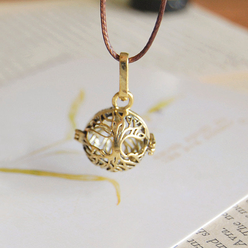 Vintage Tree Of Life Aromatherapy Essential Oil Sachet Ball Necklace