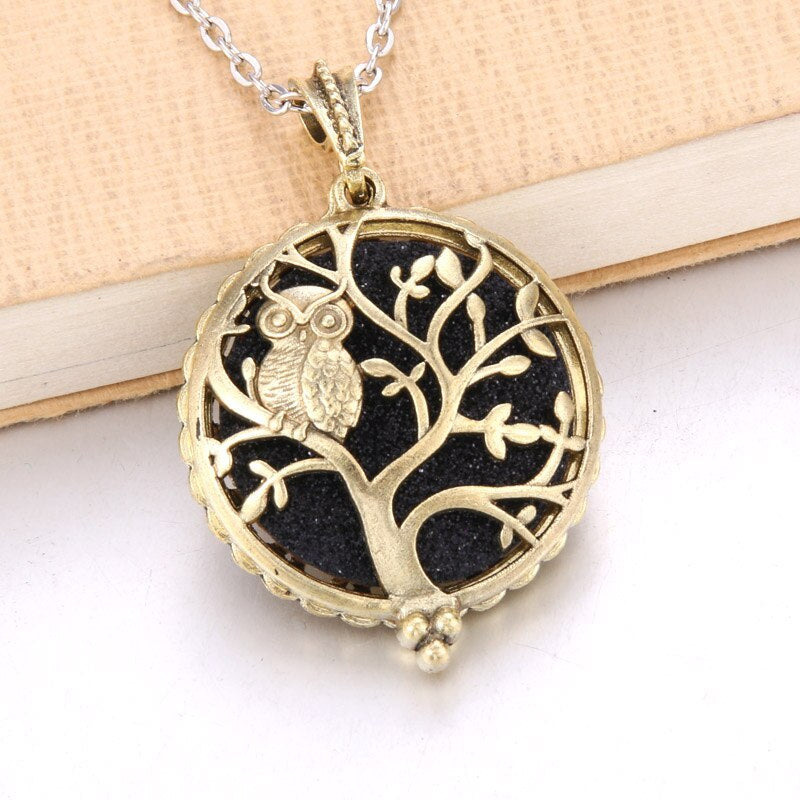 Hollow Owl and Tree DIY Aromatherapy Essential Oil Necklace