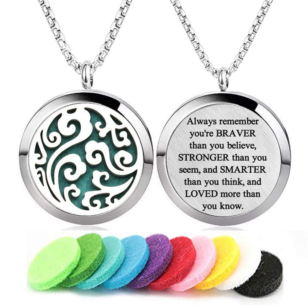 30mm Stainless Steel Aromatherapy Necklace Pendant Hollow Tree Of Life