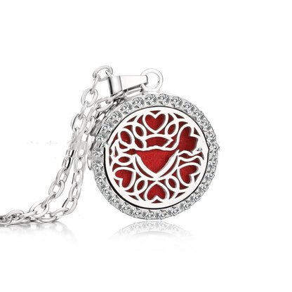 Stainless Steel And Diamond Aromatherapy Oil Necklace