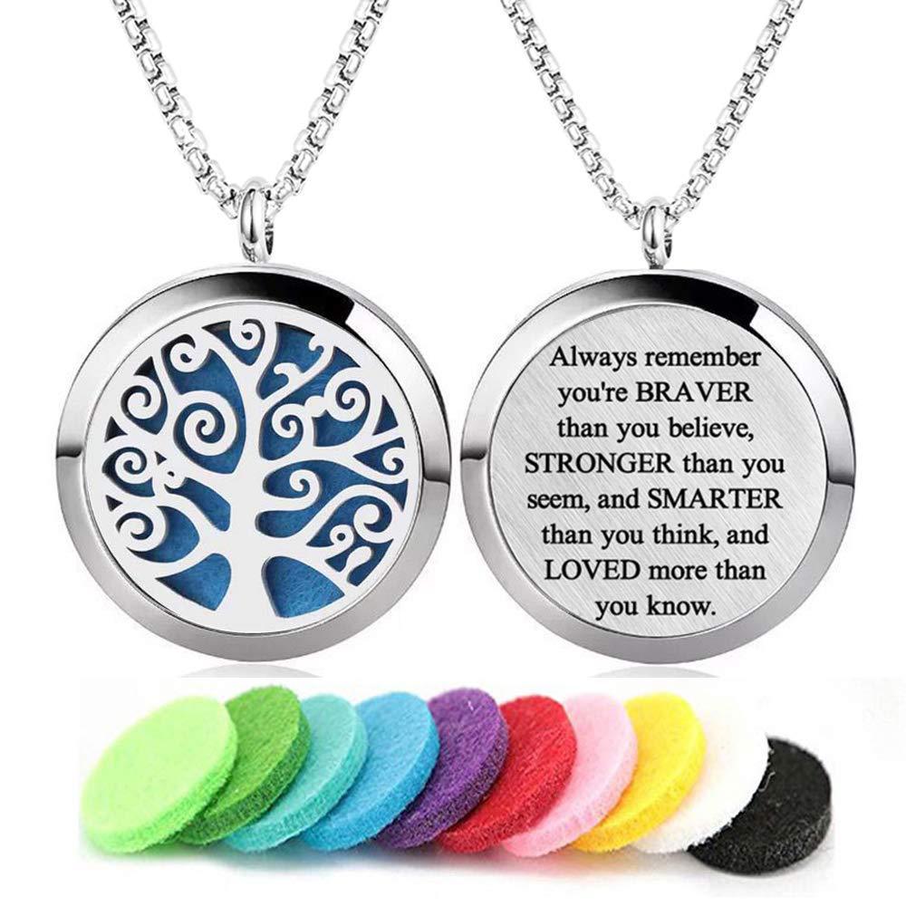 30mm Stainless Steel Aromatherapy Necklace Pendant Hollow Tree Of Life