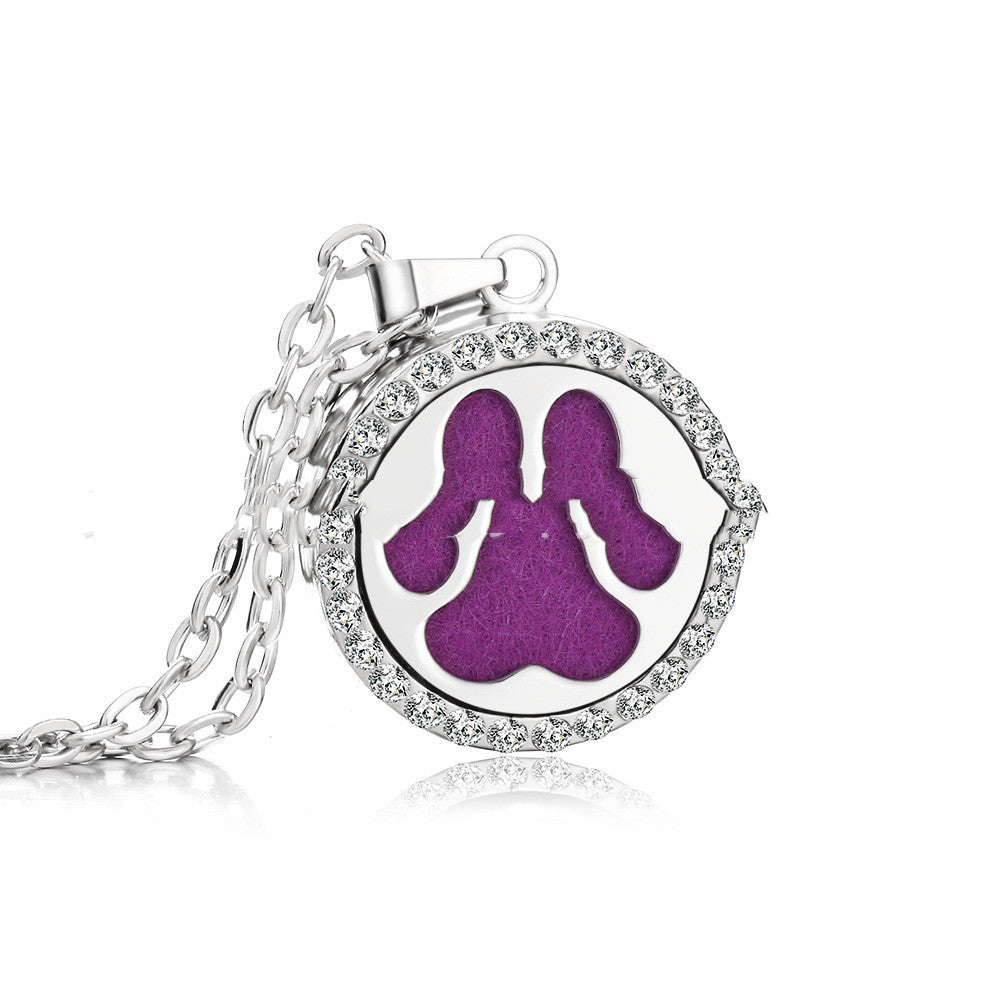 Stainless Steel And Diamond Aromatherapy Oil Necklace