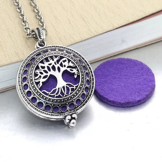 Tree Of Life Alloy Aromatherapy Essential Oil Hollow Pendant Necklace DIY Jewelry