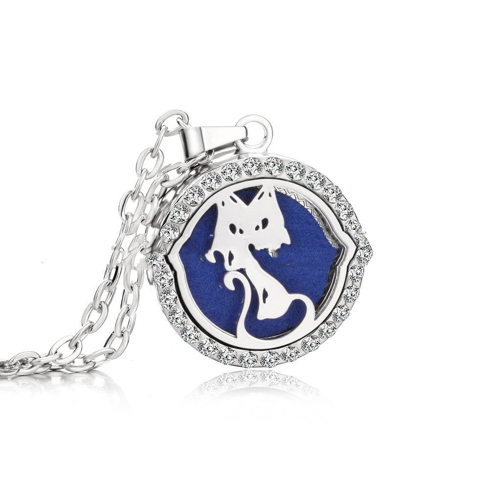 Stainless Steel And Diamond Aromatherapy Oil Necklace
