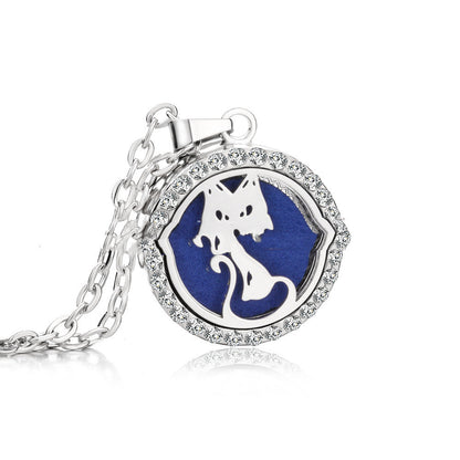 Stainless Steel And Diamond Aromatherapy Oil Necklace