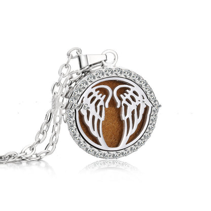 Stainless Steel And Diamond Aromatherapy Oil Necklace