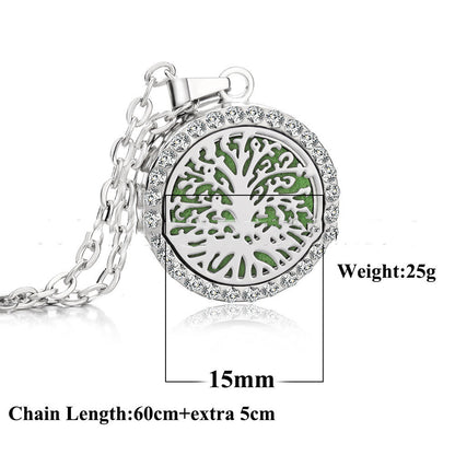 Stainless Steel And Diamond Aromatherapy Oil Necklace
