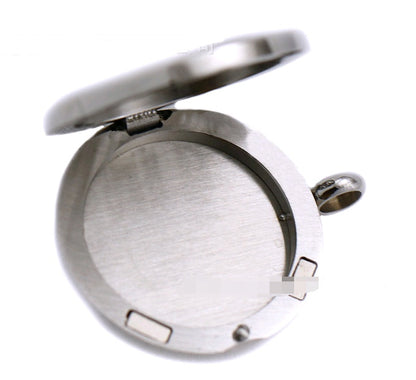 Stainless Steel Perfume Box Necklace Ornament Round Lotus Hollow Aromatherapy Essential Oil Pendant