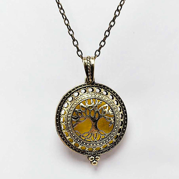 Tree Of Life Alloy Aromatherapy Essential Oil Hollow Pendant Necklace DIY Jewelry