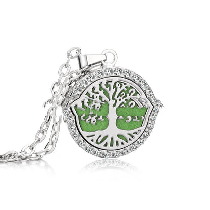 Stainless Steel And Diamond Aromatherapy Oil Necklace