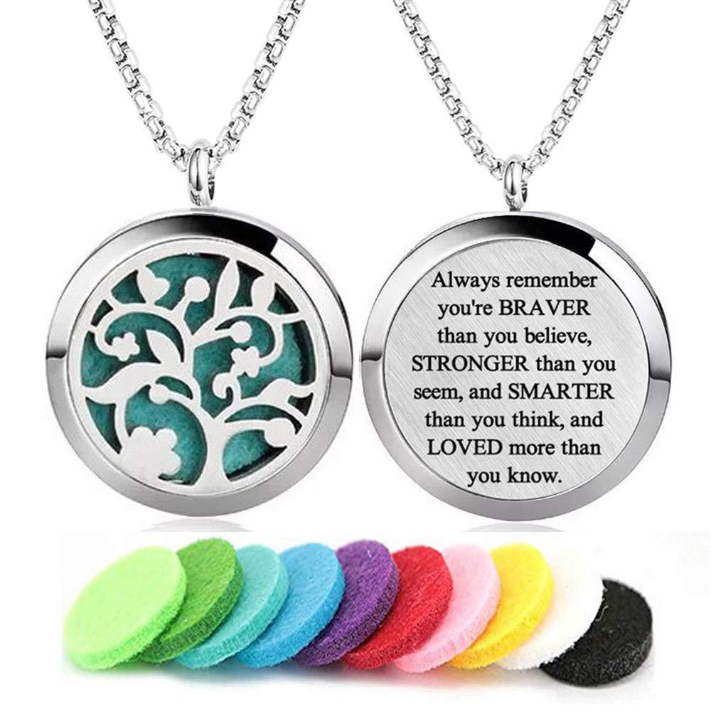 30mm Stainless Steel Aromatherapy Necklace Pendant Hollow Tree Of Life