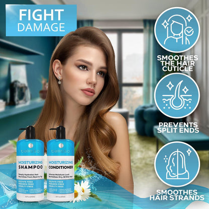 Moisturizing Shampoo and Conditioner Set Sulfate Free Care for Women and Men Hydrating Deep Moisture Duo with Shea Butter Salon Grade Color Safe Ideal for Curly Hair and Dry Split Ends