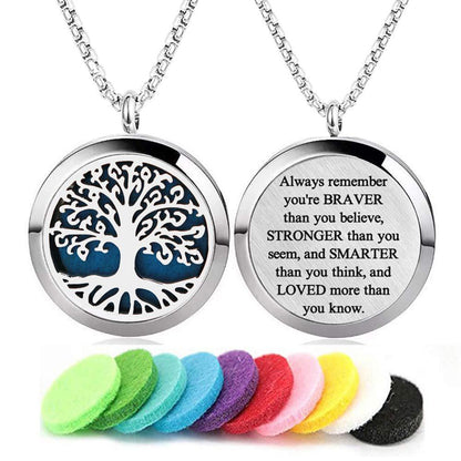 30mm Stainless Steel Aromatherapy Necklace Pendant Hollow Tree Of Life