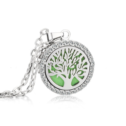 Stainless Steel And Diamond Aromatherapy Oil Necklace