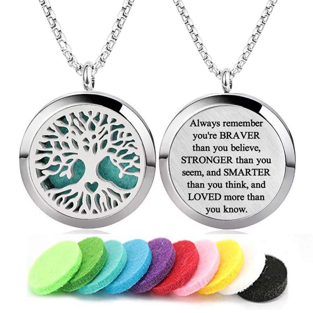 30mm Stainless Steel Aromatherapy Necklace Pendant Hollow Tree Of Life