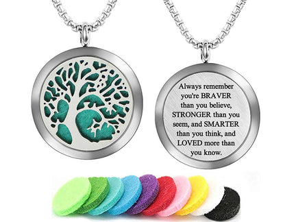 30mm Stainless Steel Aromatherapy Necklace Pendant Hollow Tree Of Life