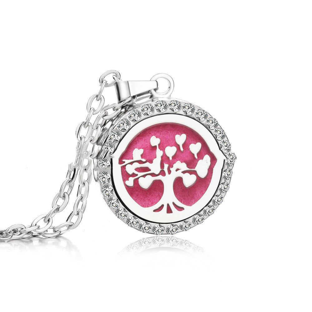 Stainless Steel And Diamond Aromatherapy Oil Necklace