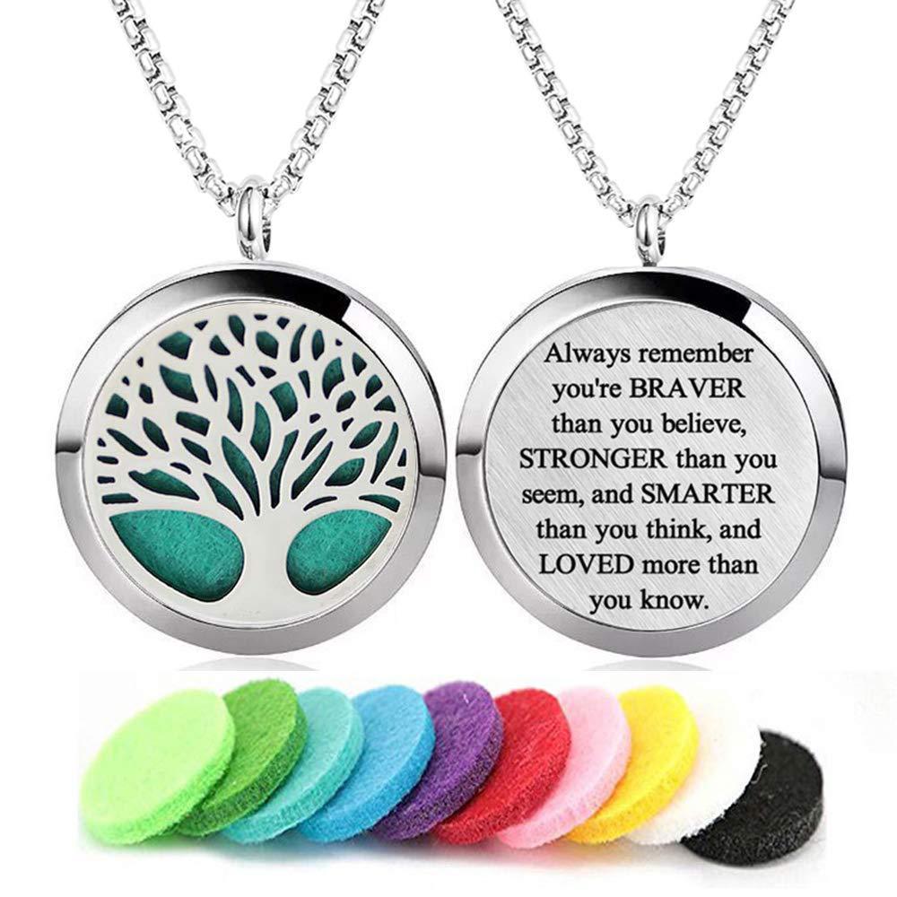 30mm Stainless Steel Aromatherapy Necklace Pendant Hollow Tree Of Life