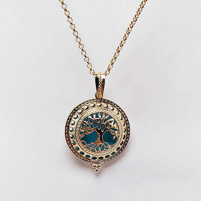Tree Of Life Alloy Aromatherapy Essential Oil Hollow Pendant Necklace DIY Jewelry