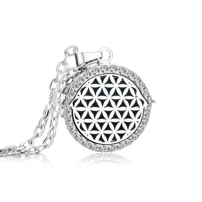 Stainless Steel And Diamond Aromatherapy Oil Necklace