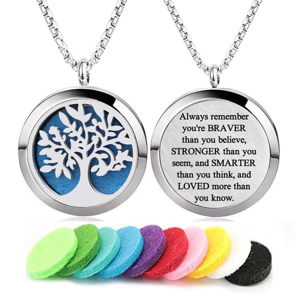30mm Stainless Steel Aromatherapy Necklace Pendant Hollow Tree Of Life