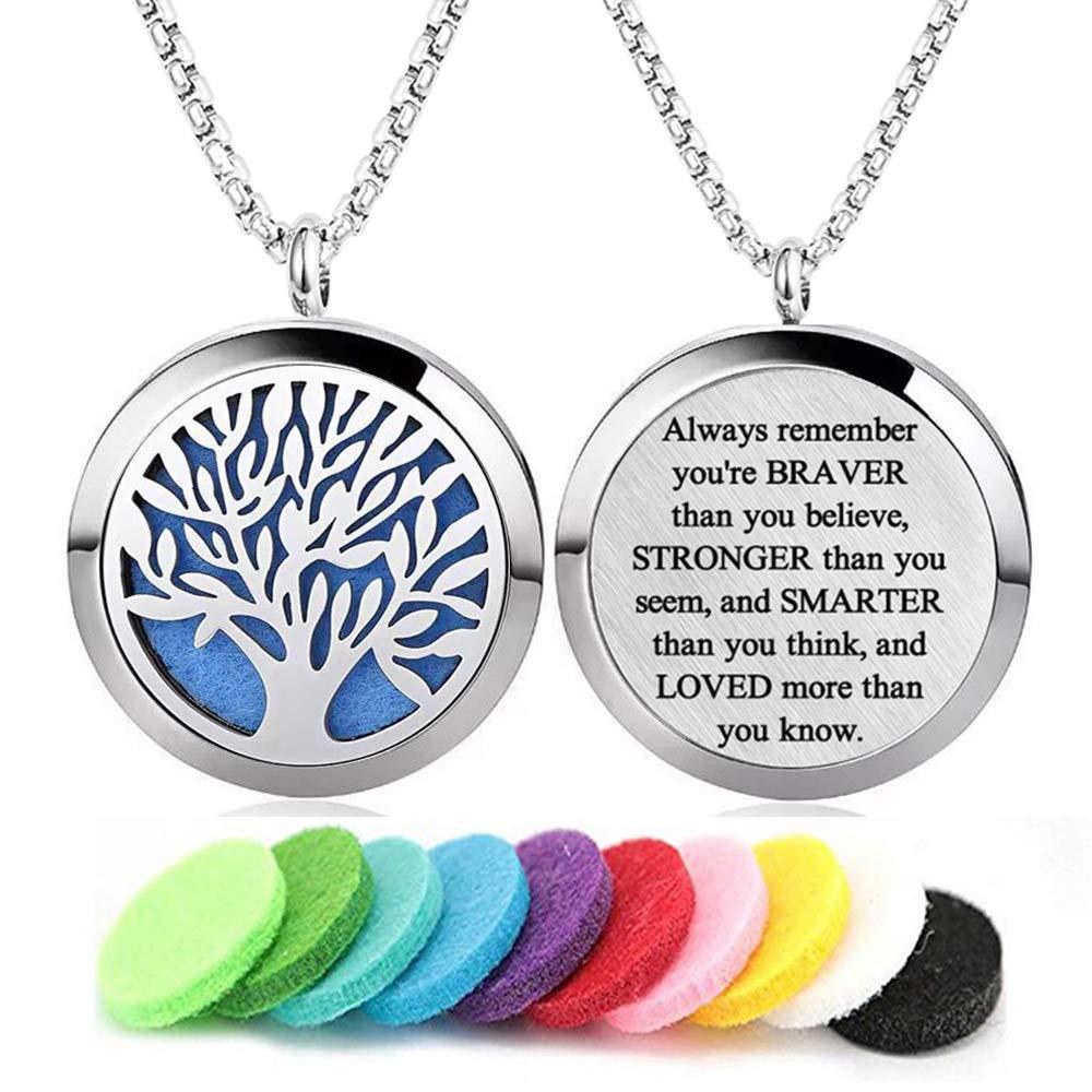 30mm Stainless Steel Aromatherapy Necklace Pendant Hollow Tree Of Life
