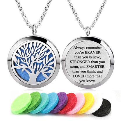 30mm Stainless Steel Aromatherapy Necklace Pendant Hollow Tree Of Life