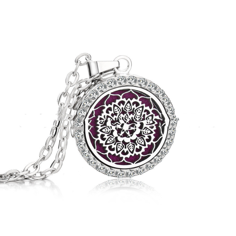 Stainless Steel And Diamond Aromatherapy Oil Necklace